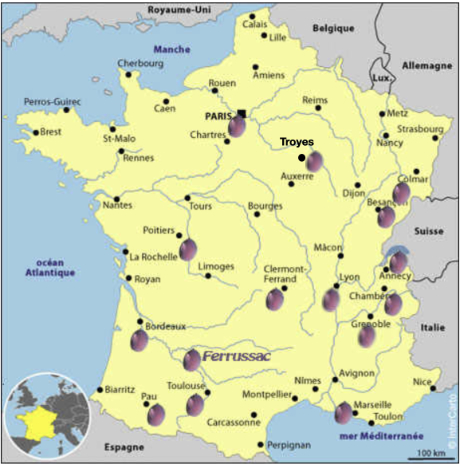 Domaine de Ferrussac : villes de livraison des commandes groupées